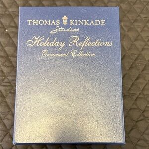 Thomas Kinkade Holiday Reflections Ornament Set - Blue and Gold Box